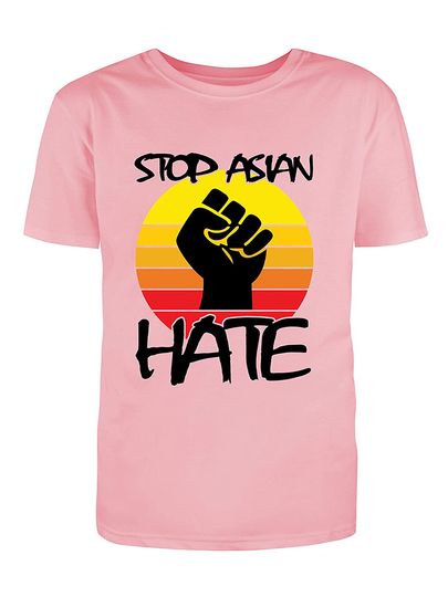 Stop Hate Asian Unisex T Shirt Retro Sunset With Strong Hand