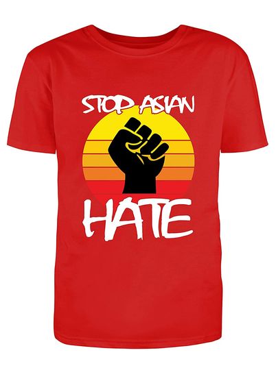 Stop Hate Asian Unisex T Shirt Retro Sunset With Strong Hand