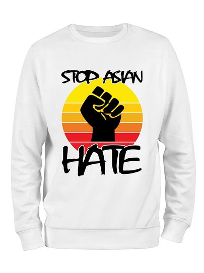 Stop Hate Asian Unisex T Shirt Retro Sunset With Strong Hand
