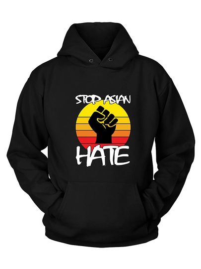 Stop Hate Asian Unisex T Shirt Retro Sunset With Strong Hand