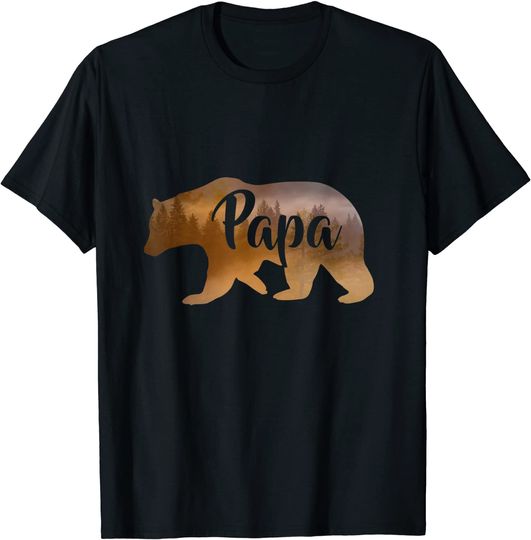 Men's Papa Bear & Forest T-Shirt Awesome Camping Tee