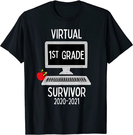 Last Day of School Virtual 1st Grade Survivor 2020-2021 T-Shirt