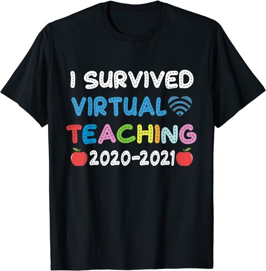 Funny I Survived Virtual Teaching End Of Year Teacher Remote T-Shirt