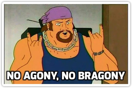 King of The Hill No Agony No Bragony Sticker 2"