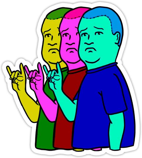 King of The Hill Matte Bobby Hill Rock On Horns Sticker 3"
