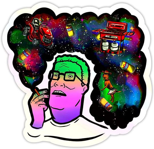 King of The Hill Hank Hill Rainbow Spaced Sticker 2"