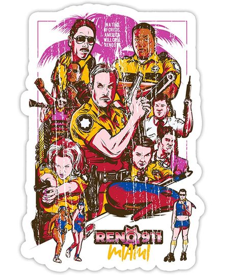 Reno 911 Miami Vice Sticker 2"