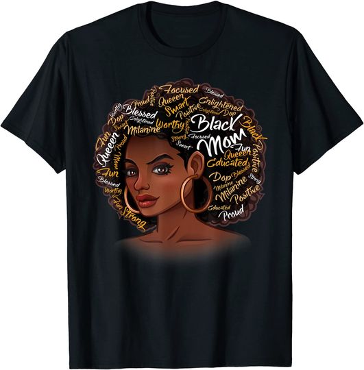 Happy Mother’s Day Black Mom Queen Afro African Woman T-Shirt