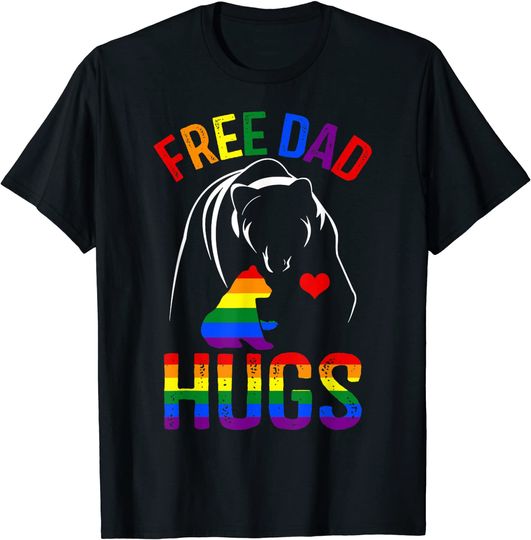 Free Dad Hugs Bear Lover Rainbow LGBT Pride Tshirt Gift