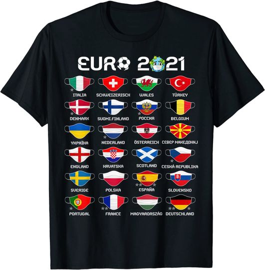 Euro 2021 Men's T Shirt 24 Countries Participating In National Flag