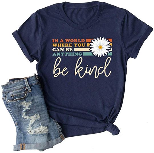 Chulianyouhuo Women Be Kind Shirt Funny Graphic Letter Short Sleeve Blouse Tee Tops