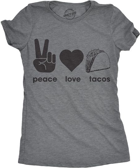 Womens Peace Love Tacos T Shirt Funny Saying Cute Graphic Vintage Ladies Design