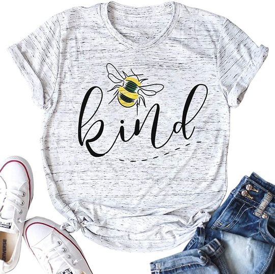 Be Kind T Shirts Women Cute Bee Graphic Tees Funny Blessed Inspirational Casual Short Sleeve Tops