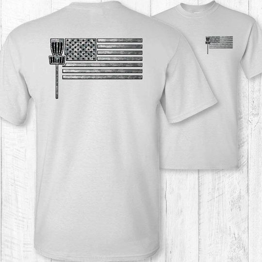 Disc Golfing American Flag Disc Golfer Short Sleeve Tee Shirt