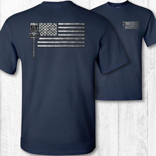 Disc Golfing American Flag Disc Golfer Short Sleeve Tee Shirt