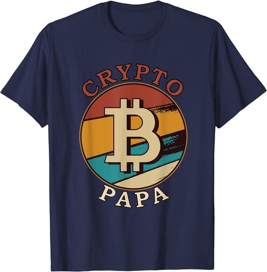 Men's Crypto Papa Dad Funny Bitcoin Coin Miner HODL Granddad T-Shirt