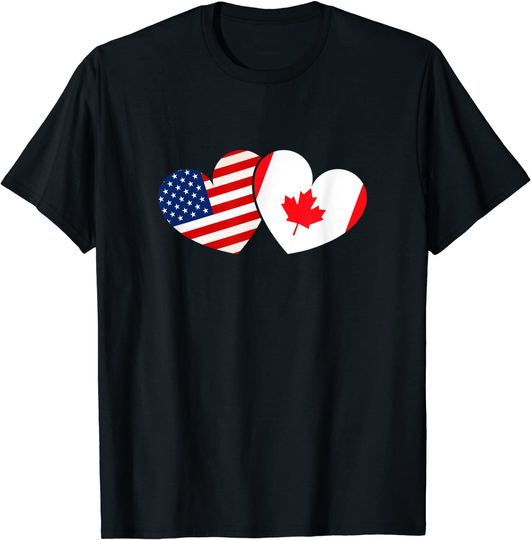 Canada US Flag Valentines Day Gift Canada T-Shirt