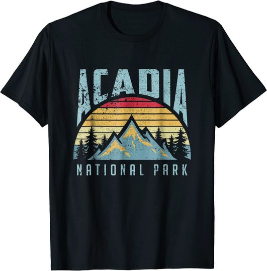 Acadia National Park Maine Mountains Retro T Shirt
