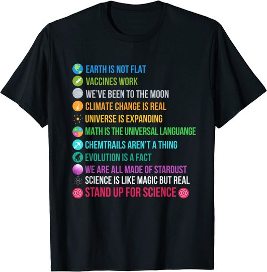 Earth Is Not Flat Vaccines Work Science Teacher Nerd Geek T-Shirt