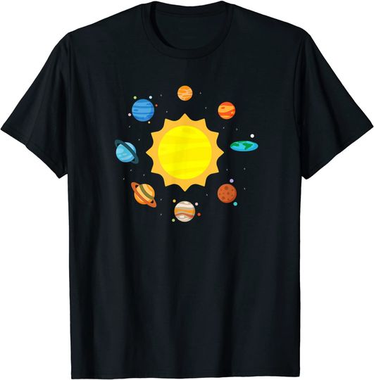 Solar System - Flat Earth Society Planet Globe Mars Moon Fun T-Shirt