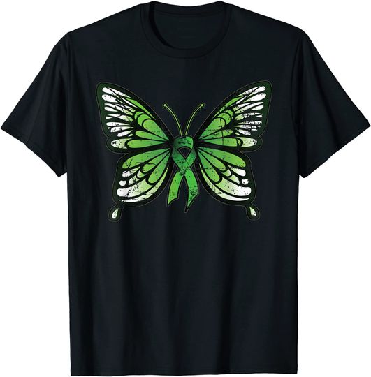 Mental Health Awareness Green Ribbon Butterfly T-Shirt