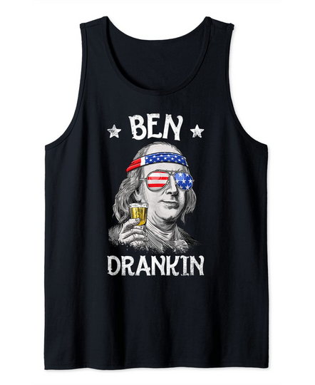 Ben Drankin 4th of July Benjamin Franklin Men Women USA Flag Tank Top