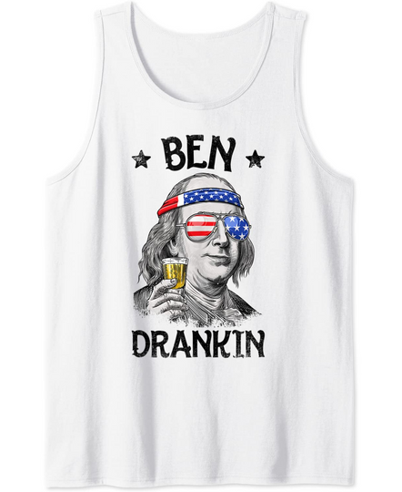 Ben Drankin 4th of July Benjamin Franklin Men Women USA Flag Tank Top