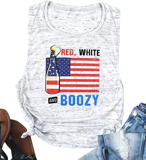 Fourth of July Shirts Women Tank American Flag Graphic Print Patriotic Sleeveless USA Flag Tank Top