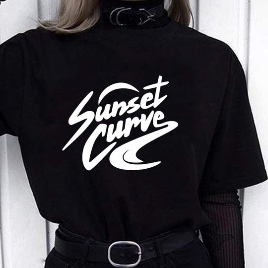 SeeYouShy Sunset Curve Print Womens Tshirts Cotton Tops for Teen Girls