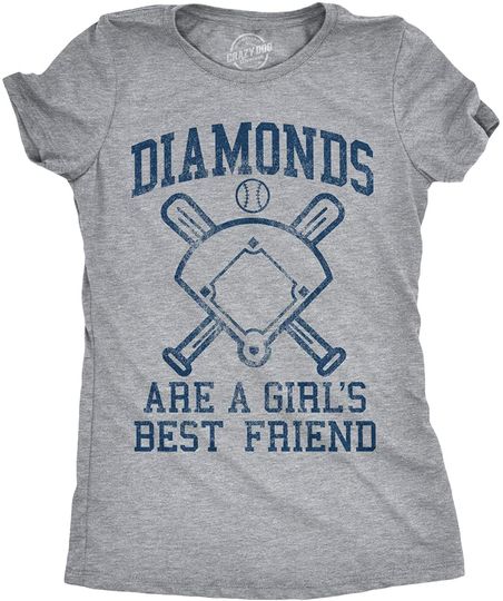 Discover Womens Diamonds are A Girls Best Friend Tshirt Funny Cute Baseball for Ladies