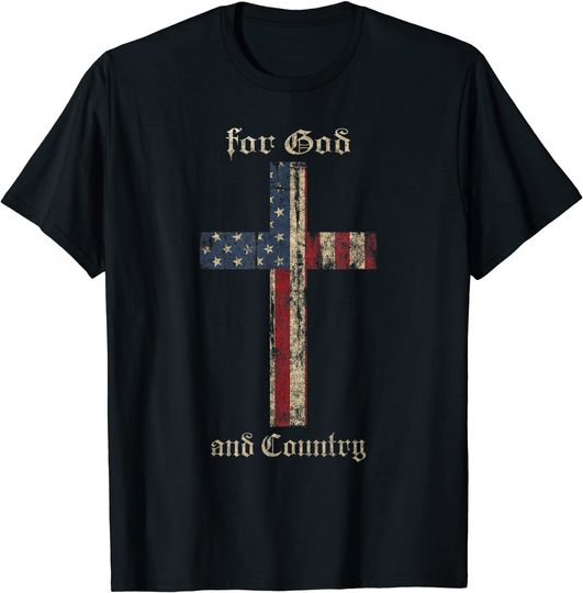 for God and Country Cross American Flag Faith US Patriotic T-Shirt