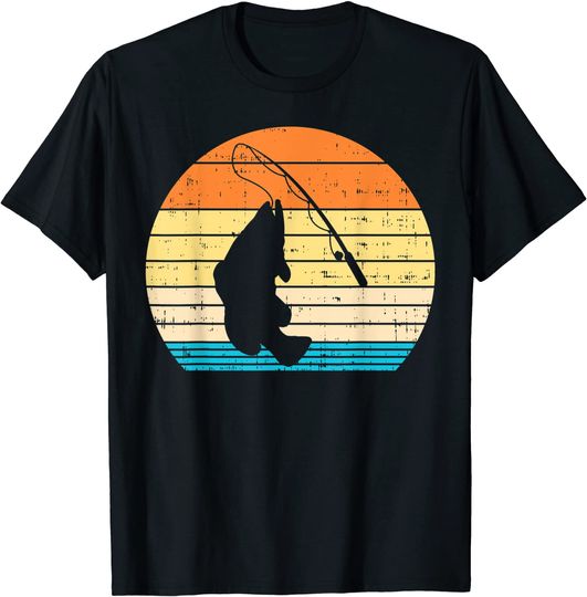 Bass Fish Fishing Rod Retro Fishing Fisherman Angler Gift T-Shirt