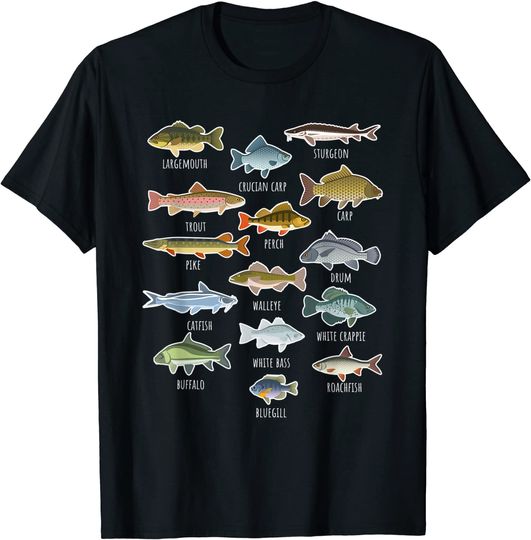 Types Of Freshwater Fish Species Fishing T-Shirt