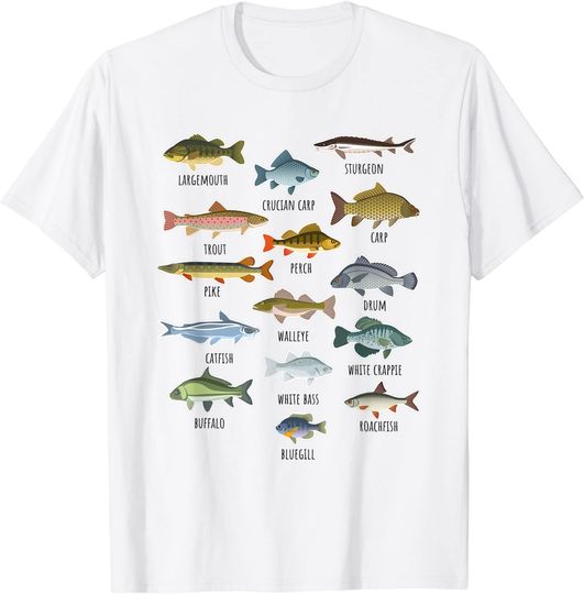 Types Of Freshwater Fish Fishing T-Shirt