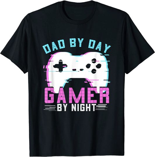 Gaming Dad Controller Dad By Day Gamer By Night Dad Jokes T-Shirt
