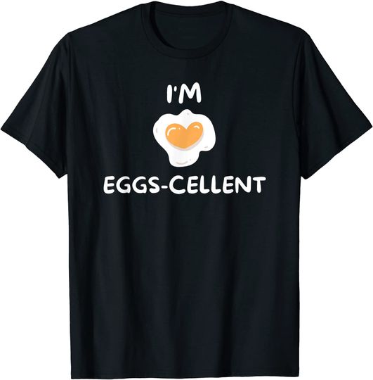Discover Funny, I'm Eggs-cellent T-shirt. Joke Tees