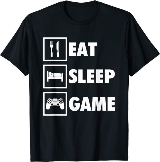 Eat Sleep Game Funny Gamer T-Shirt For Video Game Players