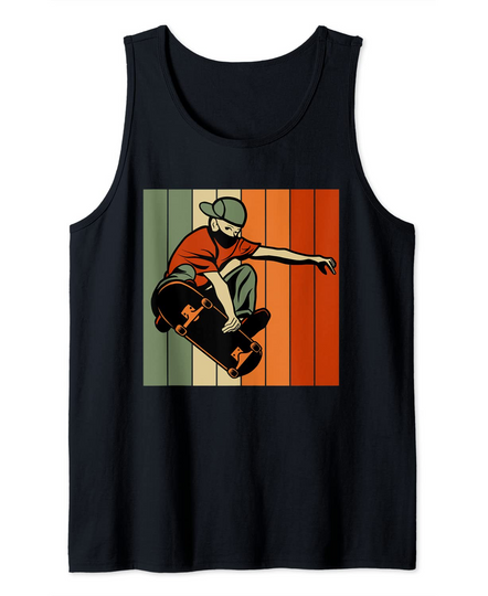 Skateboard Skater Vintage Skateboarding Gift Boys Teens Men Tank Top