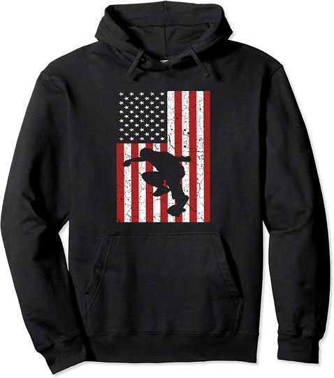 Skateboard US Flag Skater Gifts Skate Boarding For Men Boys Pullover Hoodie
