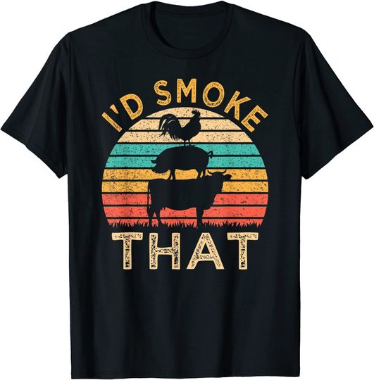 Funny BBQ I'd Smoke That Barbeque Retro Grilling T-Shirt