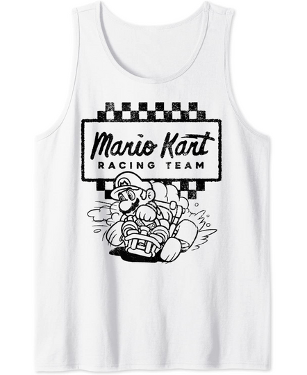 Mario Kart Racing Team Outlined Mario Drift Tank Top