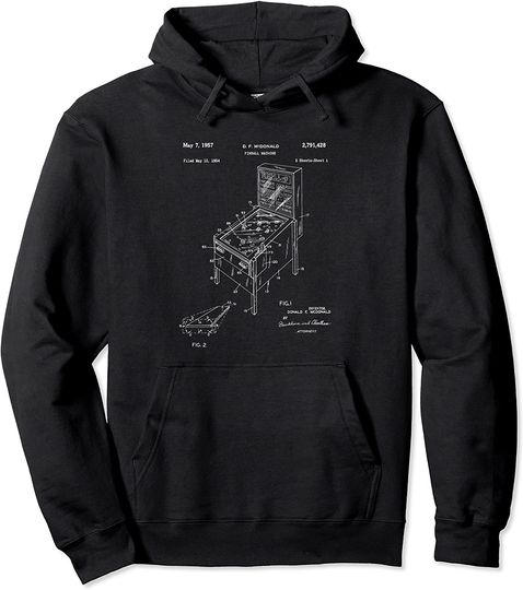 Vintage Patent Print 1957 Pinball Machine Hoodie