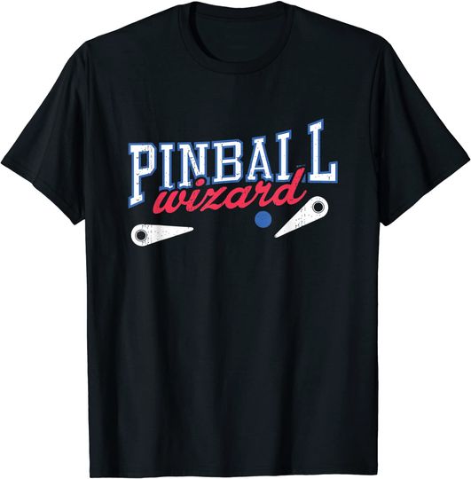 Retro Pinball Wizard Print Tshirt Arcade Game Lover T Shirt