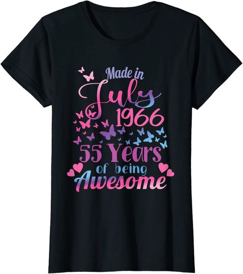 Womens 55th Birthday, July 1966, For Women, 55 Years Old, Awesome T-Shirt