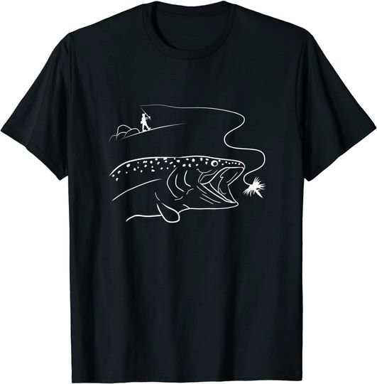 Discover Fly Fishinger Catches Big Trout for Mountain Lover T-Shirt