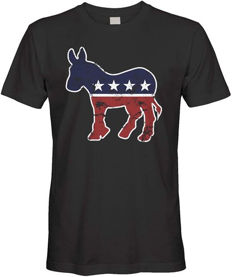 Cybertela Men's Faded Democrat Donkey Political Party T-Shirt