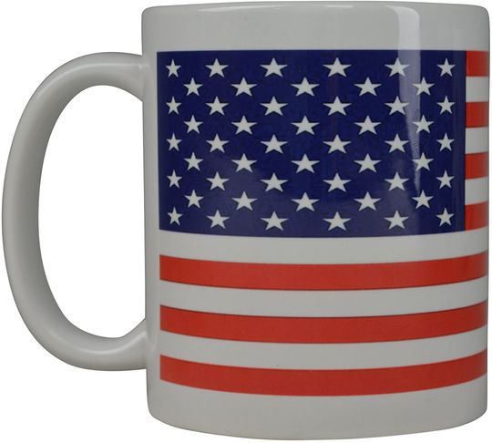 Best Coffee Mug USA Old Glory Flag American Patriot Novelty Cup Great Gift Idea For Men Dad Father Husband Military Veteran Conservative