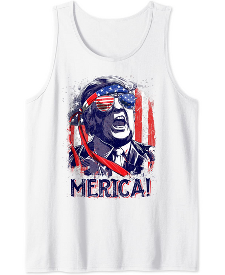 Trump 4th of July Merica Men Women USA American Flag Vintage Tank Top