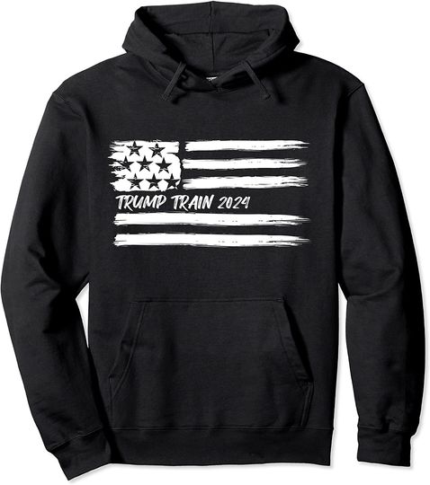 Trump Train 2024 President Election Campaign USA Flag Pride Pullover Hoodie