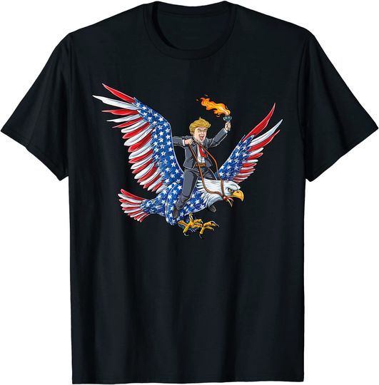 Trump Eagle 4th of July T shirt Kids Boys American Flag Gift T-Shirt